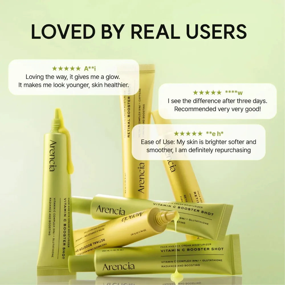 Arencia Vitamin C Booster Shot Face And Eye Cream Brightens Skin Tone Fades Dullness Acne Scars And Provide Antioxidant Benefits