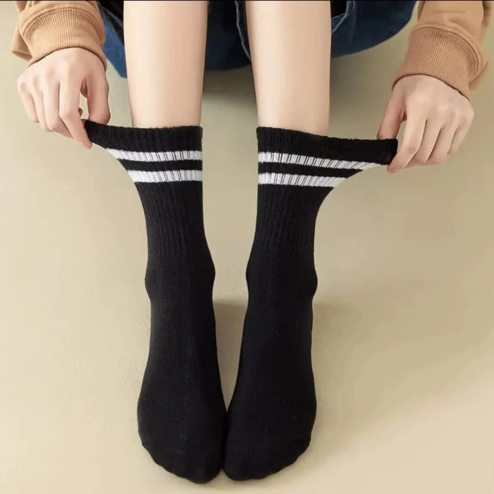 1/10/20 Pairs Unisex Striped Crew Socks Soft Breathable