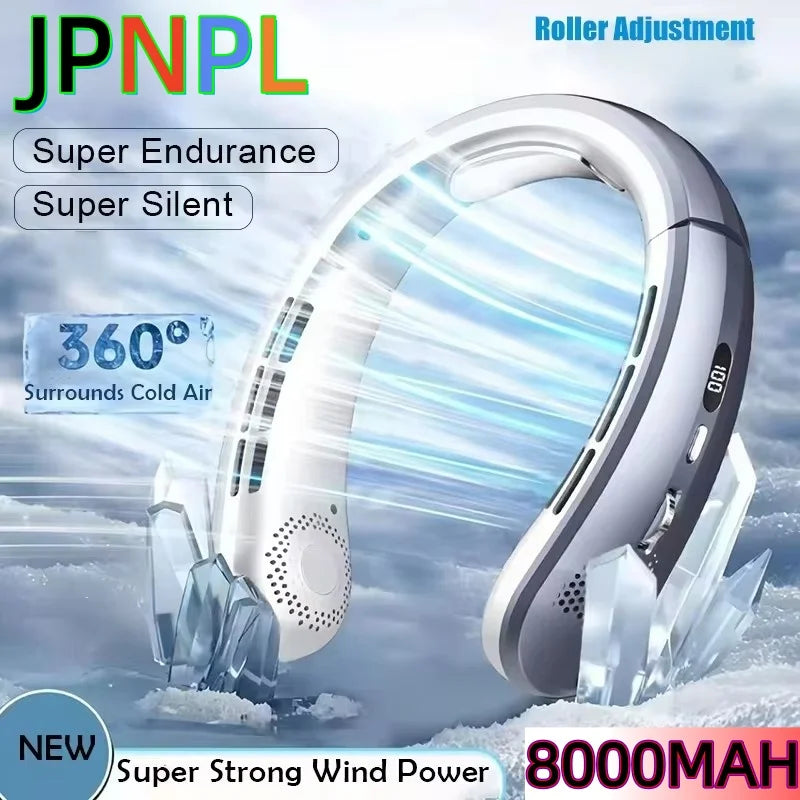 8000mAh USB Hanging Neck Fan Portable Bladeless
