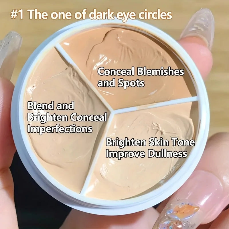 Creamy Triple Shade Concealer Palette with Brush Set,Flawless Makeup,Dark Circles & Blemish Concealer,Even Skin Tone