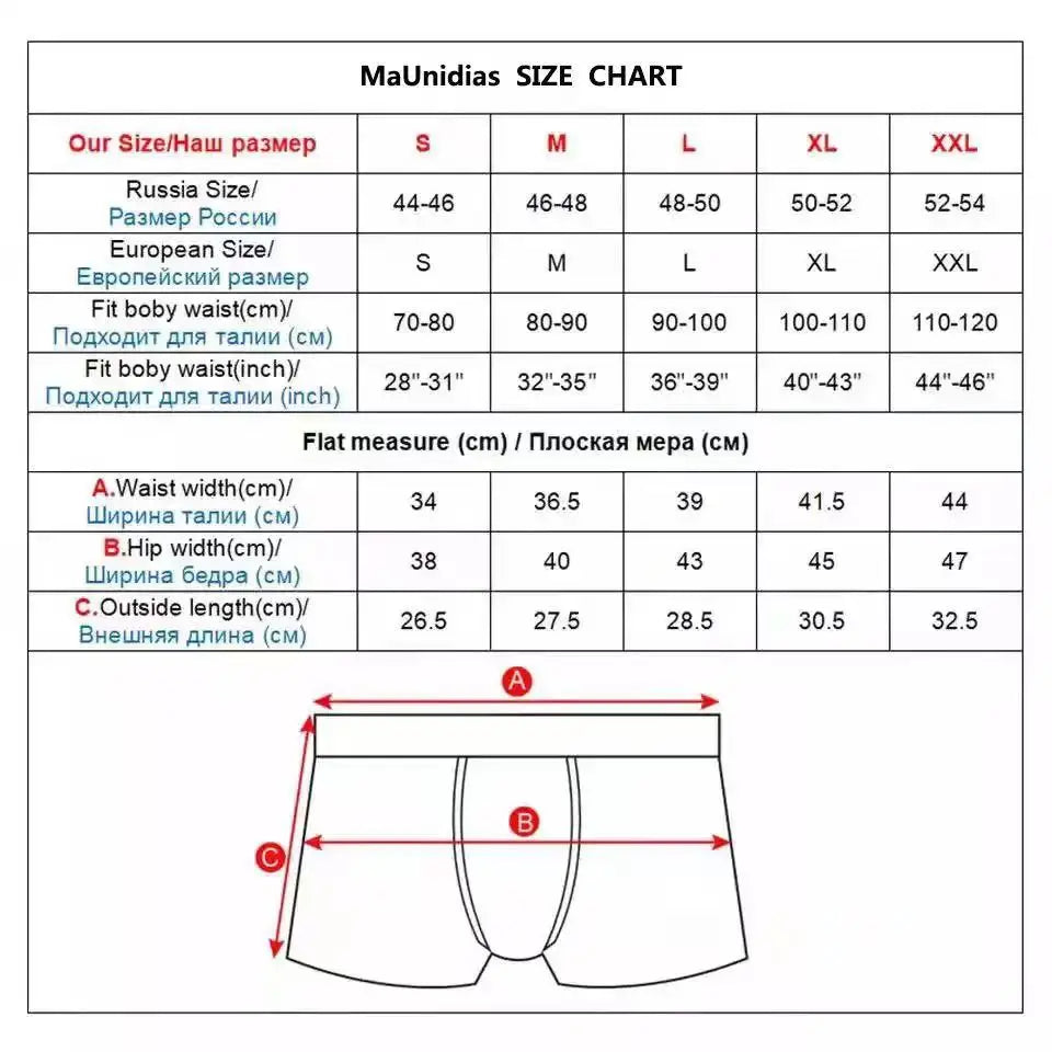 4pcs Cotton Boxers For Man Underwear Sexy Print Men's Panties