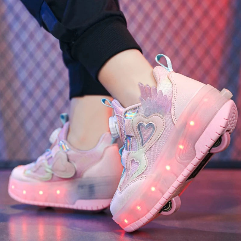 2 Wheels Children's Led Light Roller Skate Shoes Outdoor