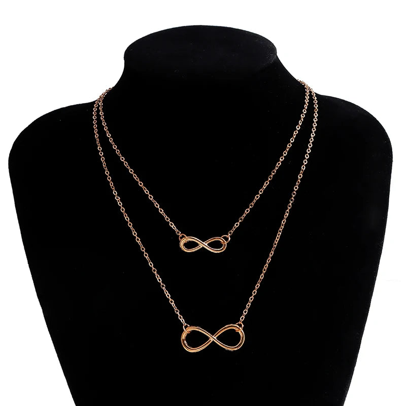 Aihua Fashion Infinity Pendant Necklace for Women Gold Silver Color Chains Infinity Symbol Party Collares Jewelry on the Neck