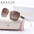 BARCUR Trendy Women Polarized Sunglasses Butterfly PC Transparent Large Frame Hollow Out Mirror Leg Leisure UV Women Sunglasses