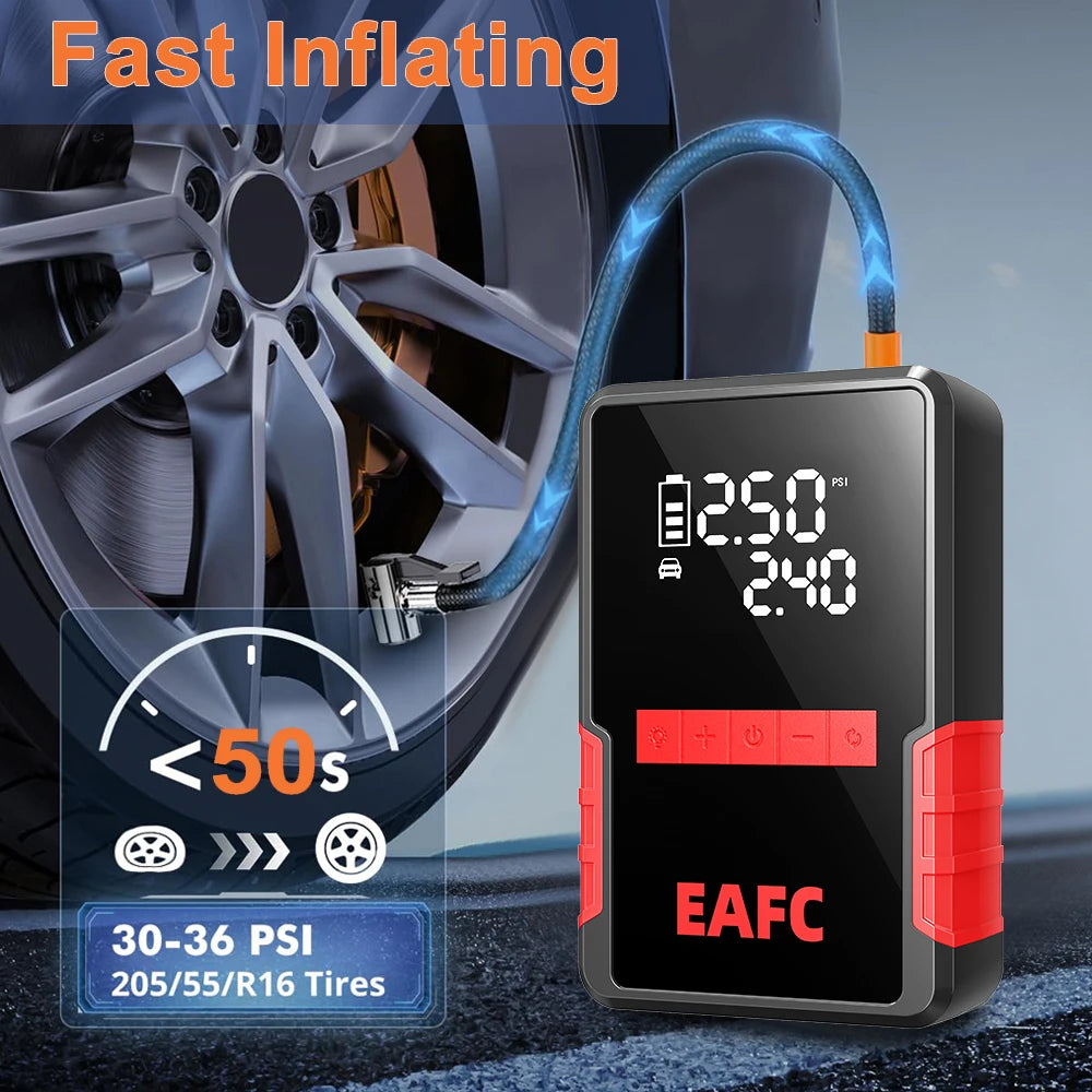 EAFC Portable 1200A Jump Starter with 150PSI Air Pump Power Bank 4 in 1