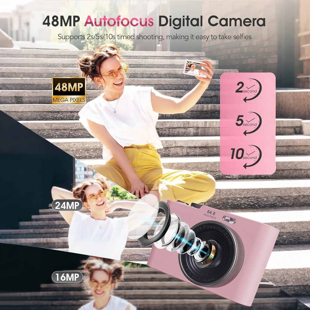 4K30FPS Digital Camera with Autofocus | 48MP Ultra-Compact Vlogging Camera for Photography