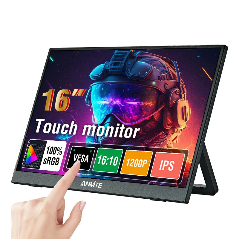 Anmite 16 Inch Portable Touch Monitor Non-touch Optional 1200P 1920*1200 HDR