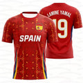 2026 Spain Flag Print Men's Women's NO.19 LAMINE YAMAL Short Sleeve 3D Print Tees Outdoor Kid Soccer Jersey Parent-child T-shirt