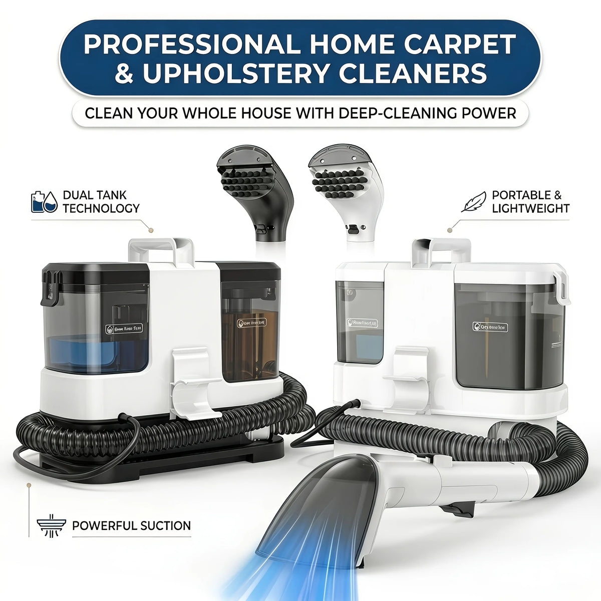 Lubluelu V2 Portable Carpet Upholstery Spot Cleaner 3-in-1 Spray Brush Vacuum