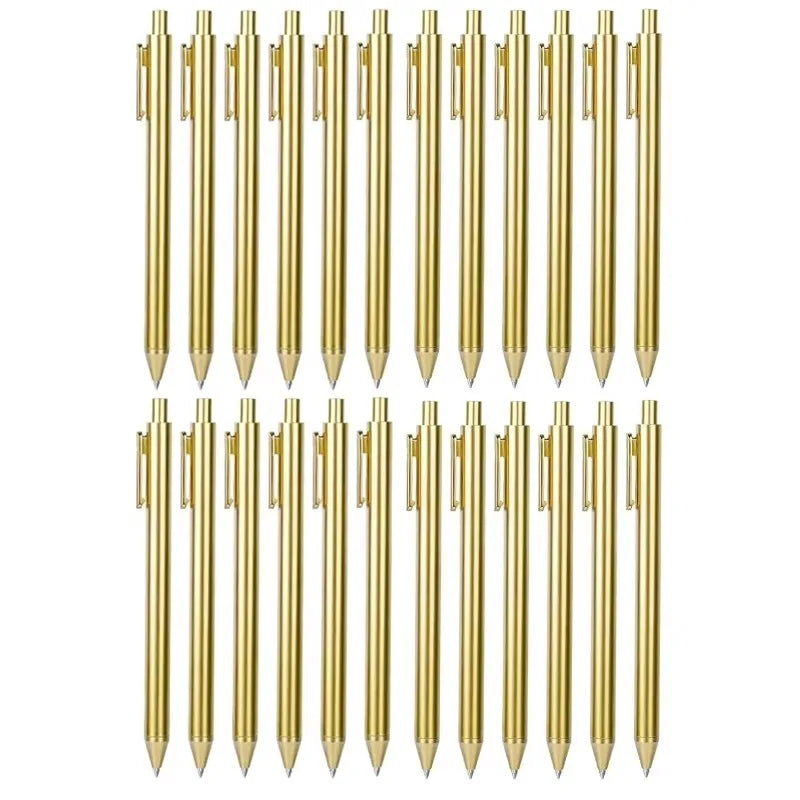 Gold Slim Ballpoint Pens Bulk Retractable Black Ink 1 mm