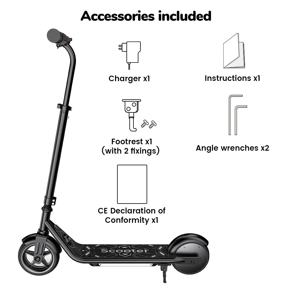 Kids Electric Scooter K2Pro 150W Motor 6 Inch Tires 18V Battery 16km H Top Speed 6-9km Range Orange Black 3 Speed Gears with LED