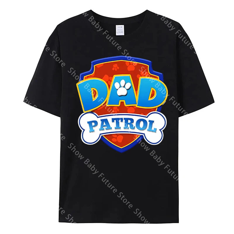 Paws Patrols Adult Dad Mom T-Shirt Tops Man Woman Summer Parent-child Clothing Tee Family Clothes Cartoon Anime Birthday Gifts