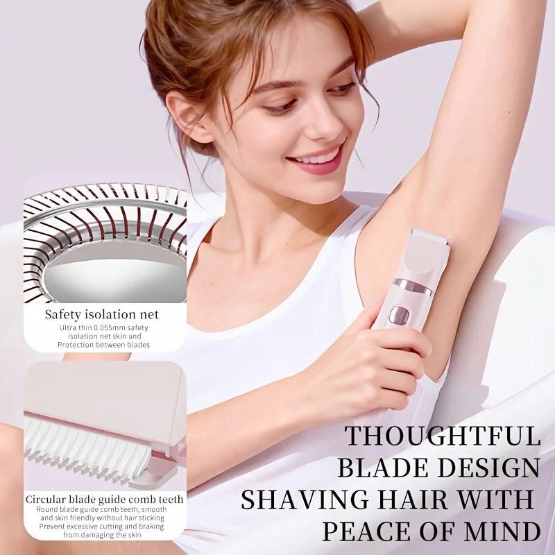 Women's Bikini Trimmer, Women's Electric Shaver, Replaceable Heads,