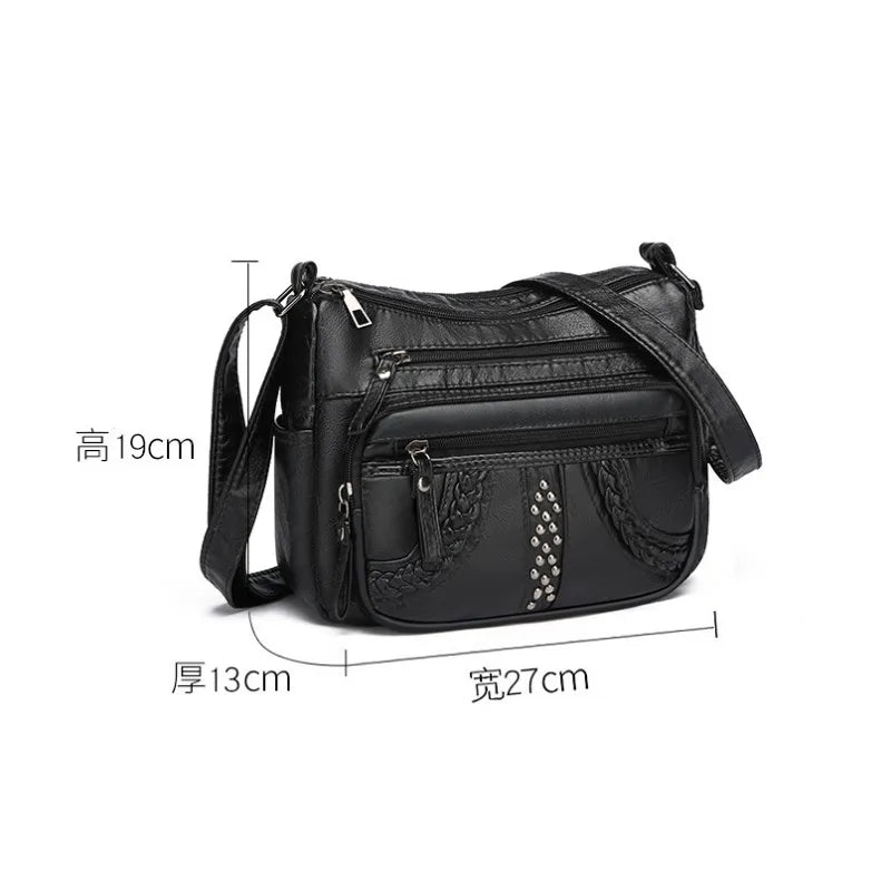 1pcs PU Leather Soft Multi-Pocket Crossbody Bag Large Capacity Minimalist Casual Shoulder Fashionable shoulder bag