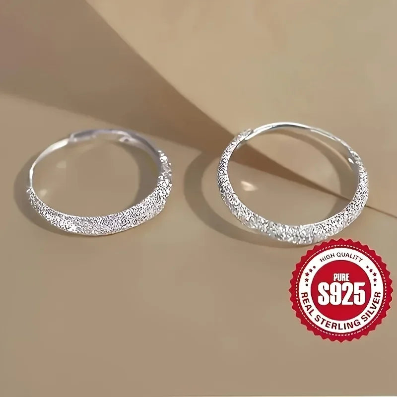 Pure Silvery Earrings For Women Frosted Sparkling Starry Circle Earrings  Valentine's Day Mother's Day Jewelry Gifts