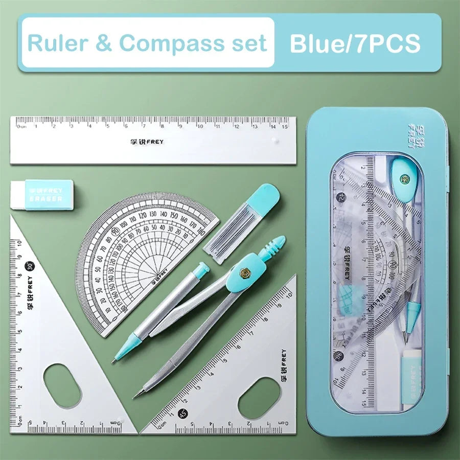 7Pcs Back to School Math Geometry Set Multi Function Drawing Tools