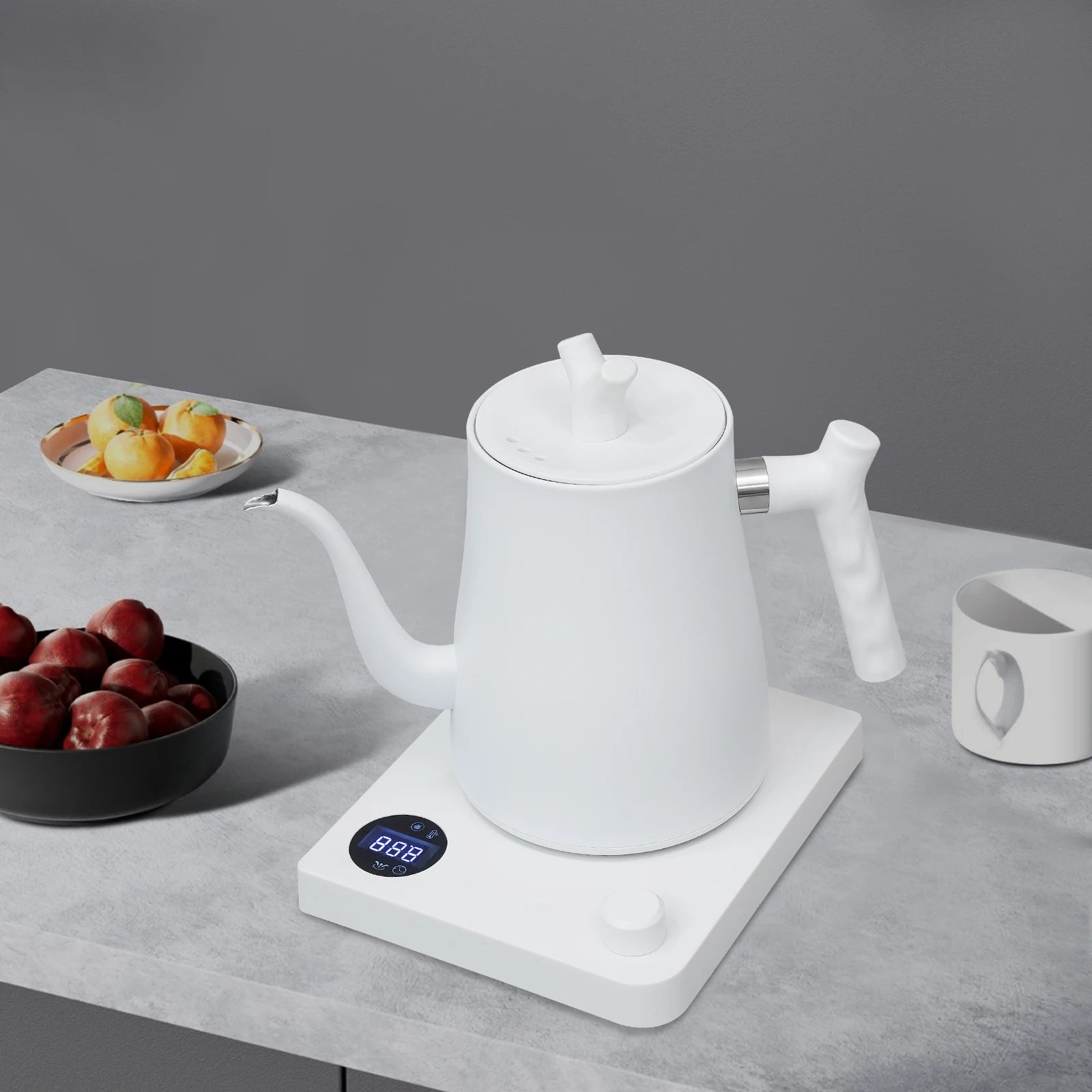 1L Electric Kettle 1KW 104-212°F LED White/Black Electric Coffee Kettle Water Heater Dry-Boil Protection 3 Ventilated Holes