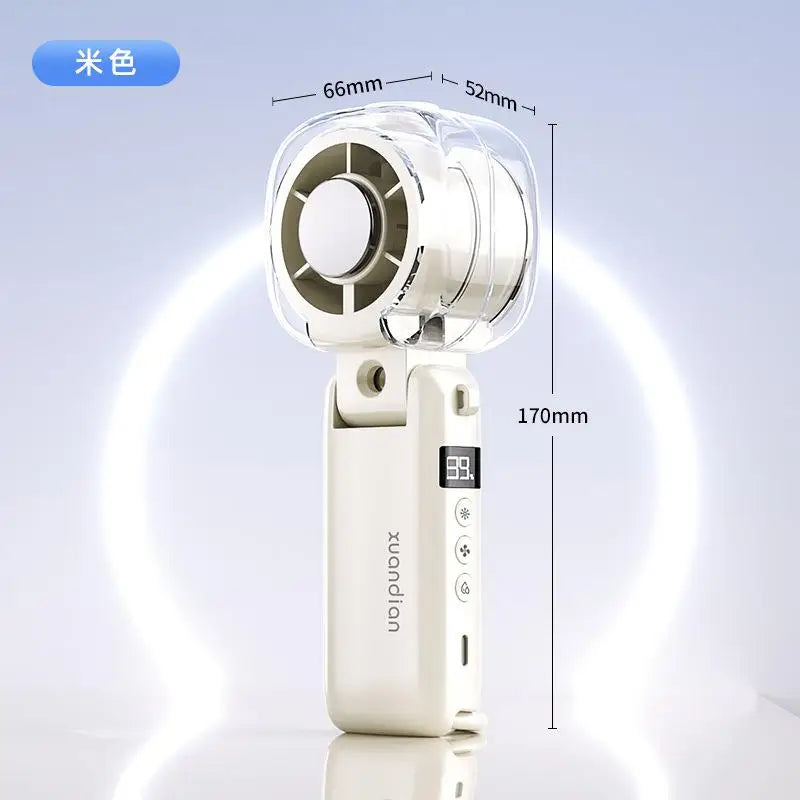 High-Speed Portable Turbo Handheld Misting Fan High-Speed Fan Digital Display Neck-Hanging Ice Spray Humidifying Mini Fan New