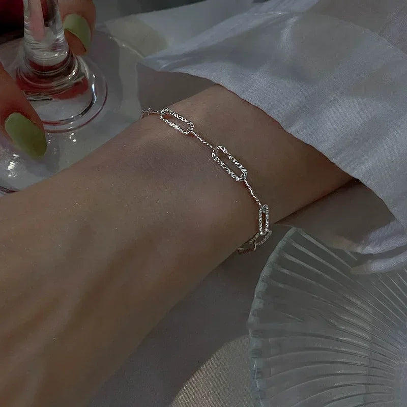 6Pcs 925 Sterling Silver Rhinestone Bracelets for Women Girls Luxury Korean Sparkling Starry Sky Charm Bracelets Party Jewelry