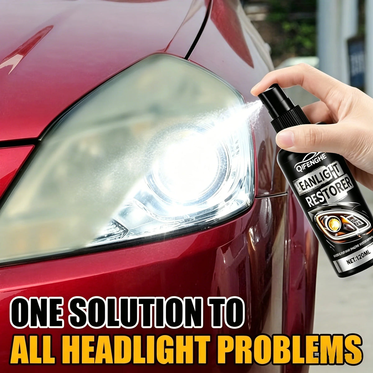 Car Headlight Restorer Spray, Effective Repair for Yellowing Oxidation