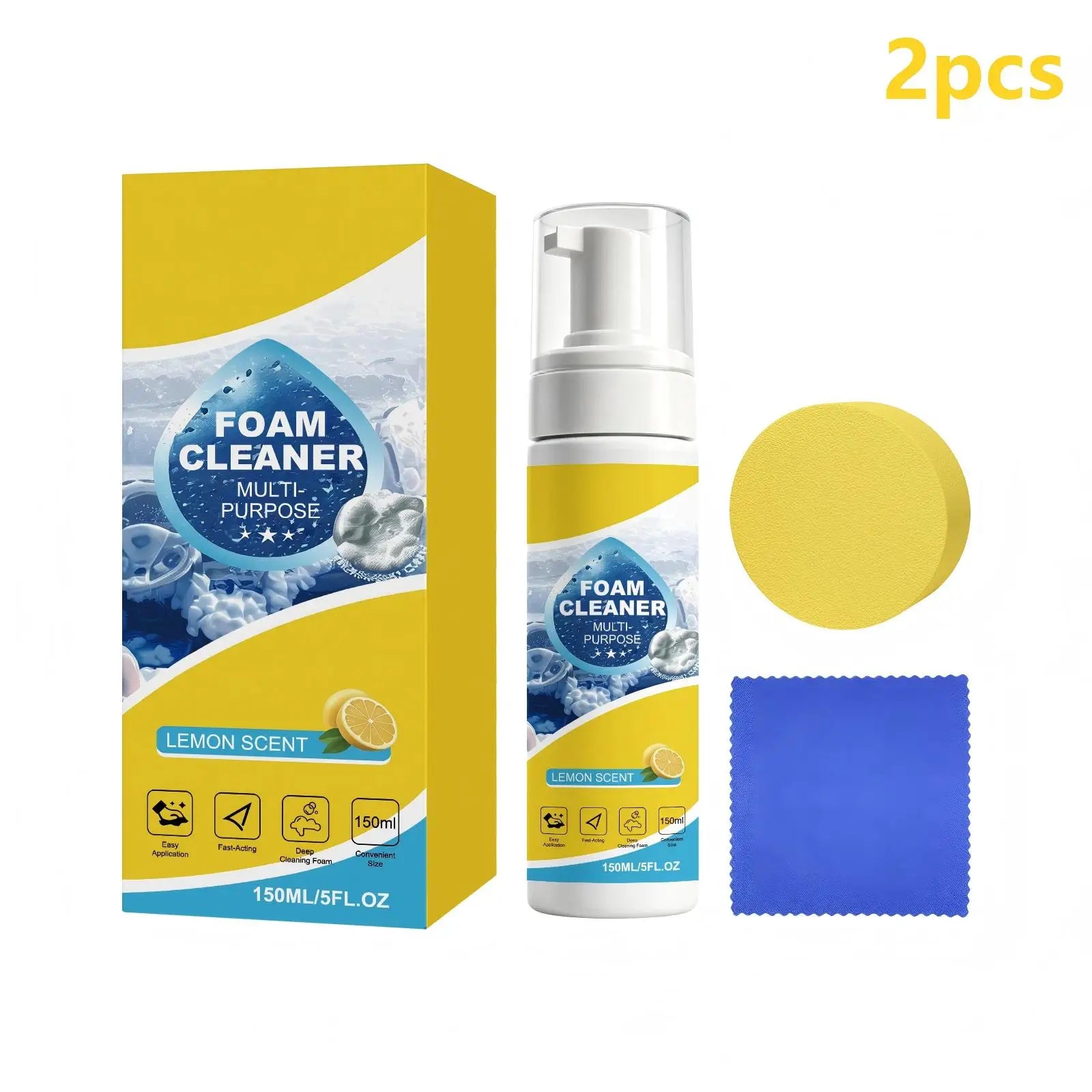 Foam Cleaner Car Interior Cleaning Foam Multi Purpose Car Interior Stain Remover Lemon Scent Car Seat Cleaning Foam Spray 150ml