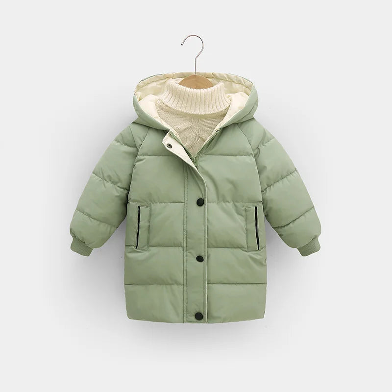 Kids Winter Down Coats Children Thicken Warm Long Jackets Boys Girls Hooded