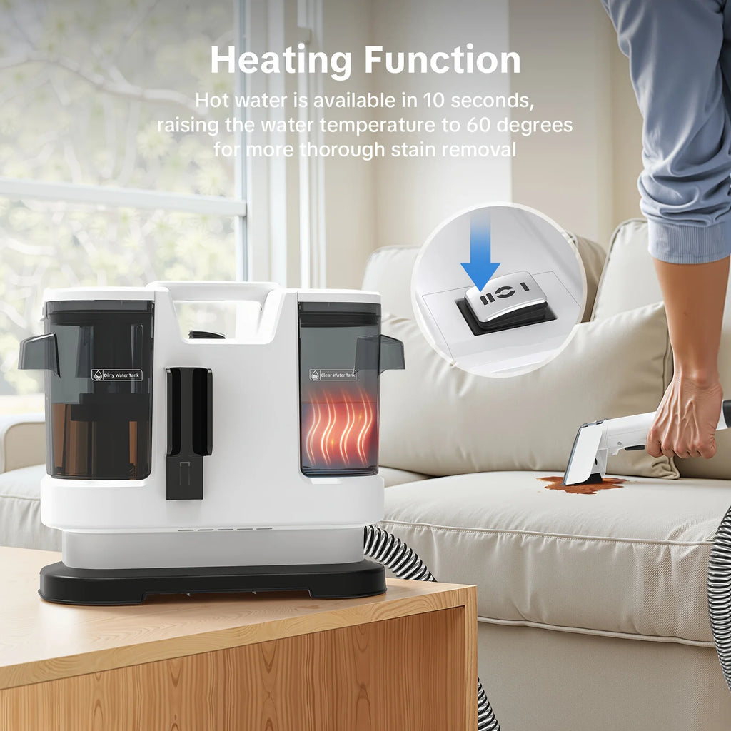 Lubluelu V8 Instant Heated Function Carpet Cleaner Machine 15Kpa