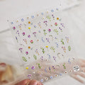 1pc Flower Nail Stickers Summer Floral Leaf Plant 5D Embossed Nail Slider Decals Self-Adhesive Nail Art Supplies Manicure Decor