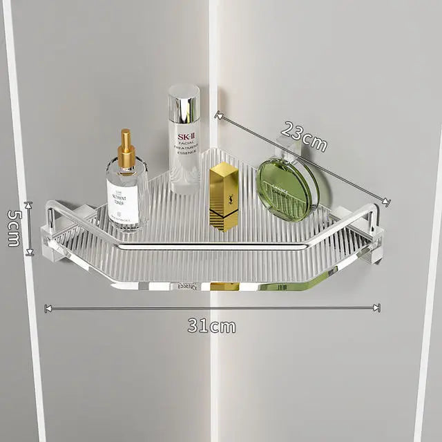 Acrylic Bathroom Tripod Shelf Light Luxury Golden Silver Toilet Rack Shower Room Shampoo Storage Rack Accessories Shelf