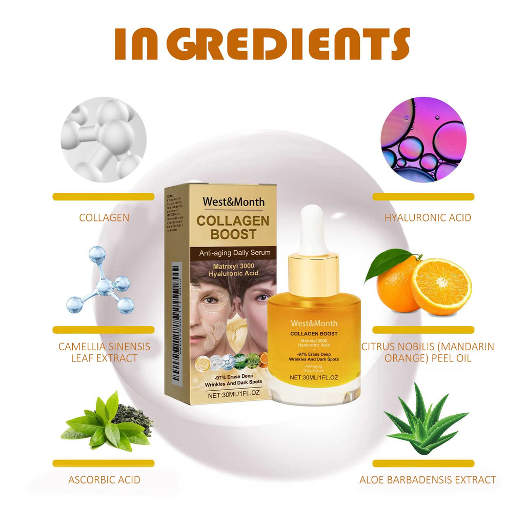 Collagen Face Serum Hydrating Tightening Smoothing Nourishing Brightening Face Skin Fade Fine Lines Anti-Aging Face Essence