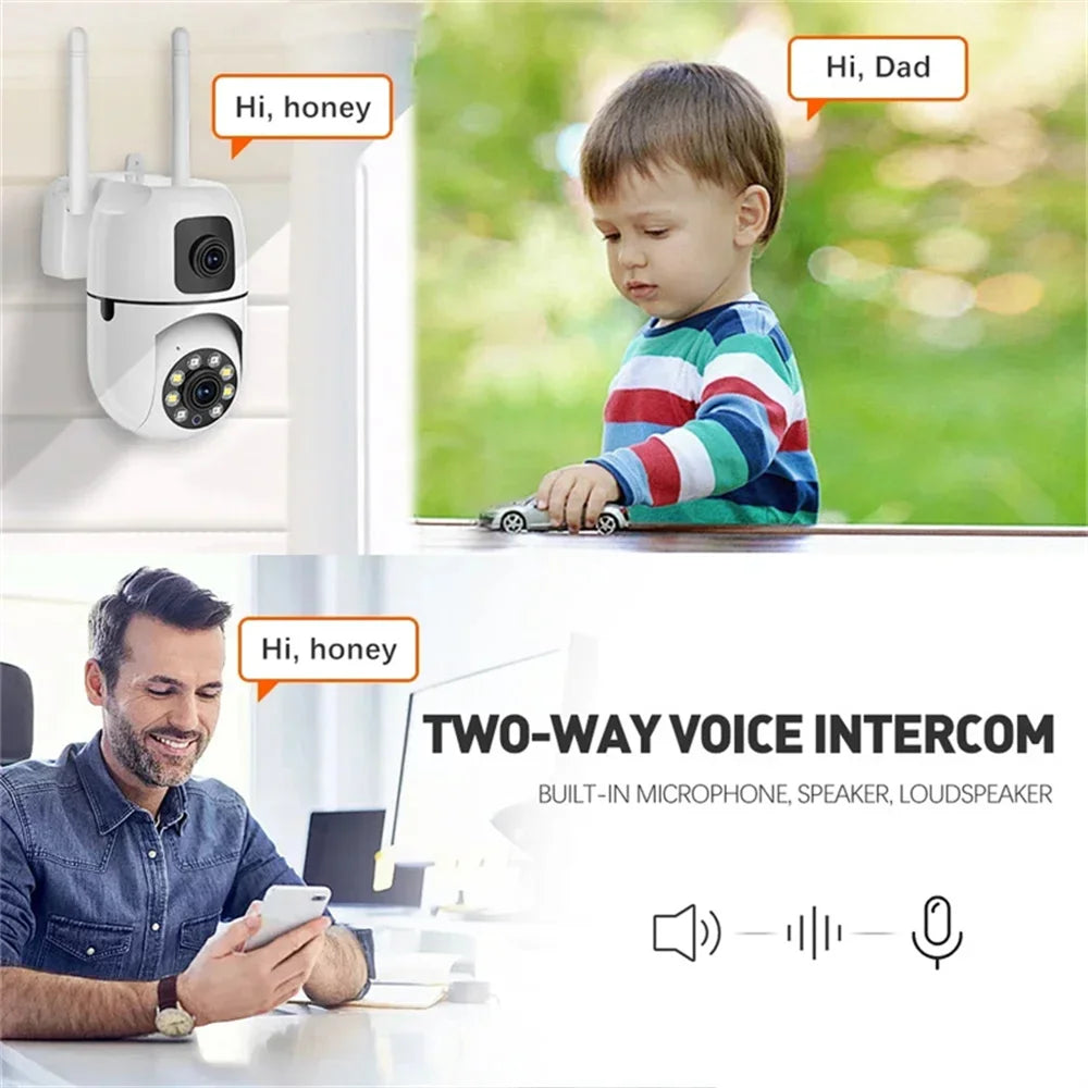 Home Camera HD 8MP Baby WIFI Camera Dual Lens Indoor Mobile Tracking