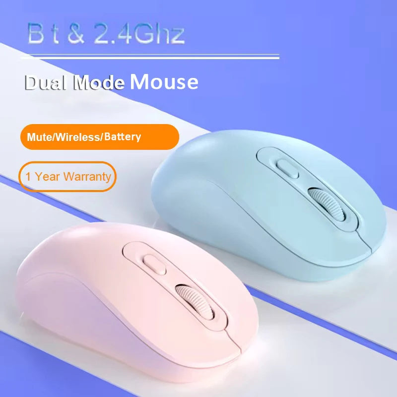 Wireless Mouse Battery Gamer Mouse Dual Modes Bluetooth-compatible 2.4G