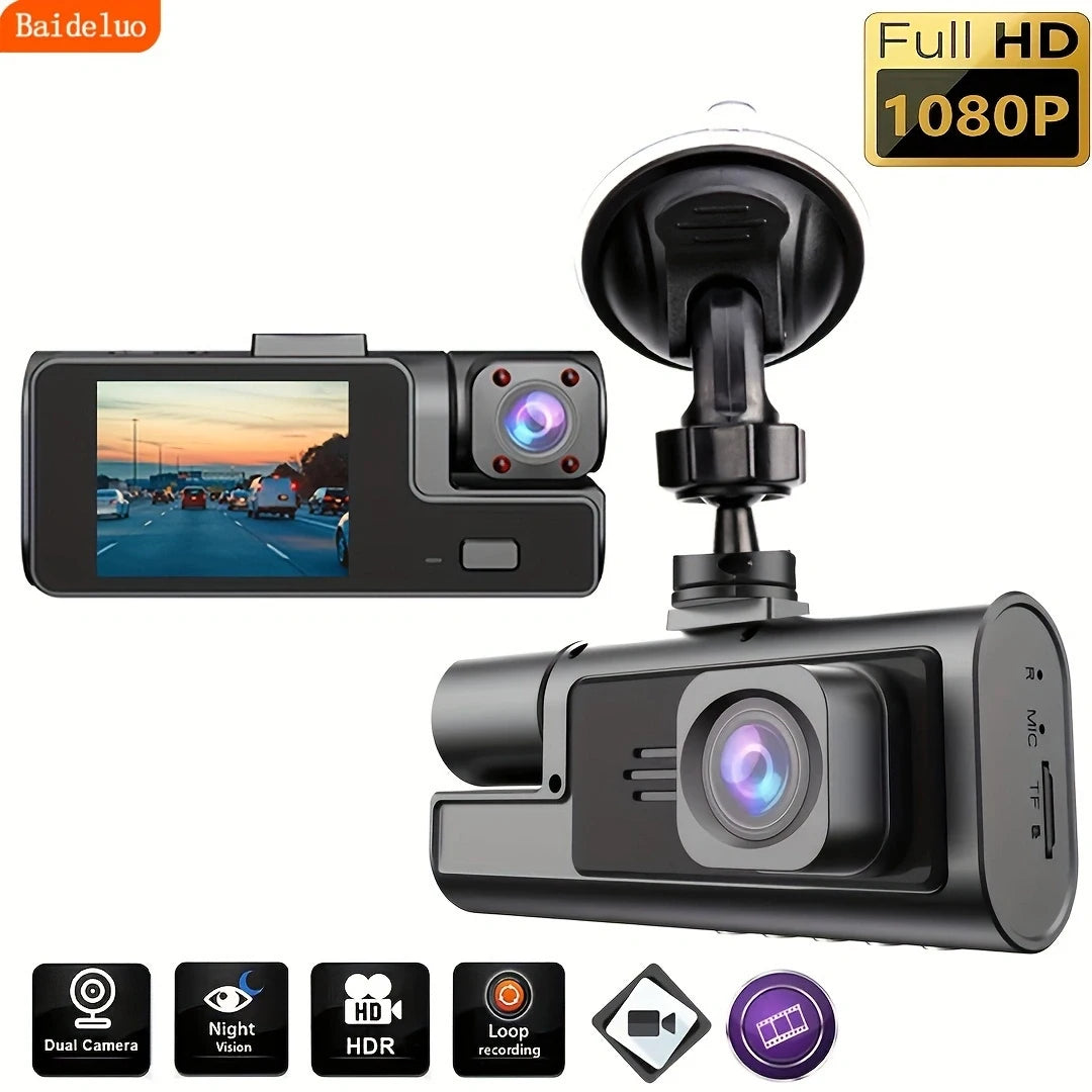 Car recorder front and built-in, front 1080P and built-in 720P recording car DVR camera, 140 ° wide-angle, night vision