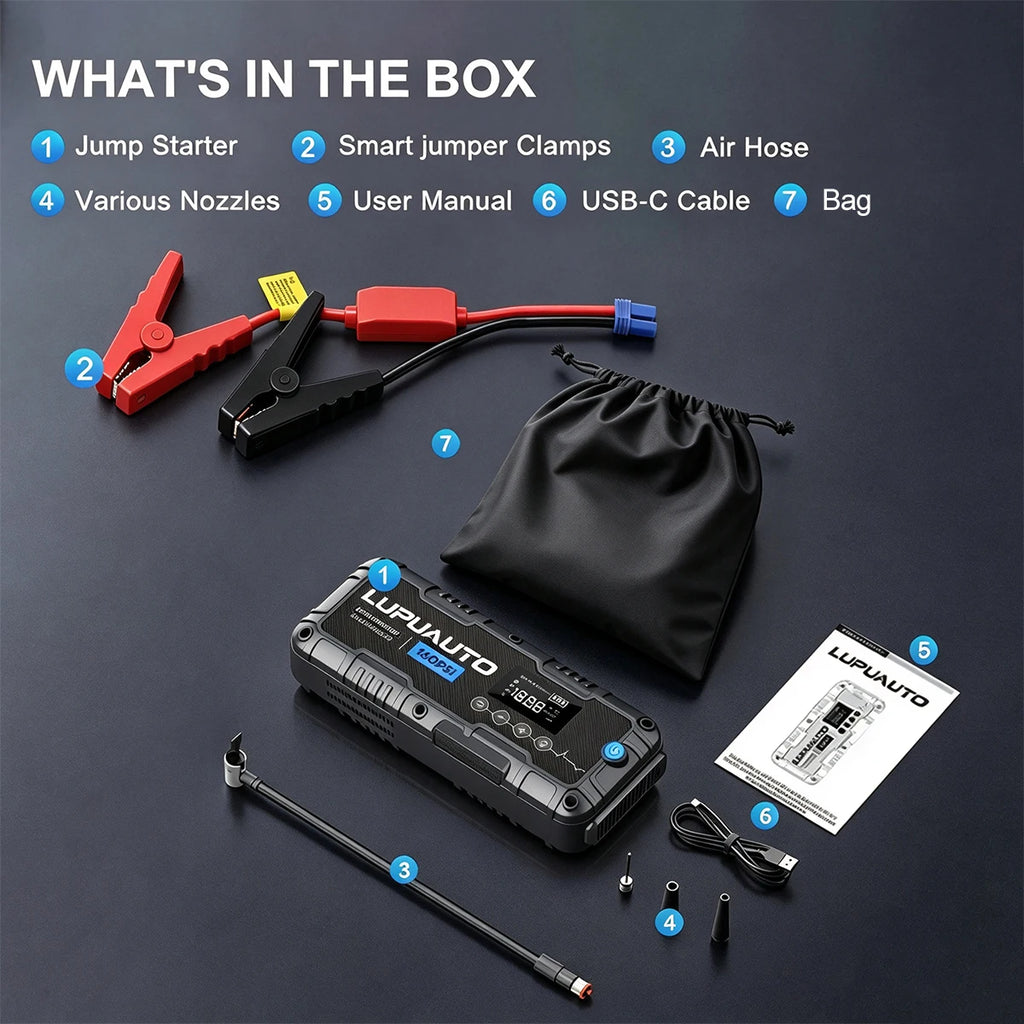 4 In 1 Car Jump Starter with LED Lighting 4000A Portable