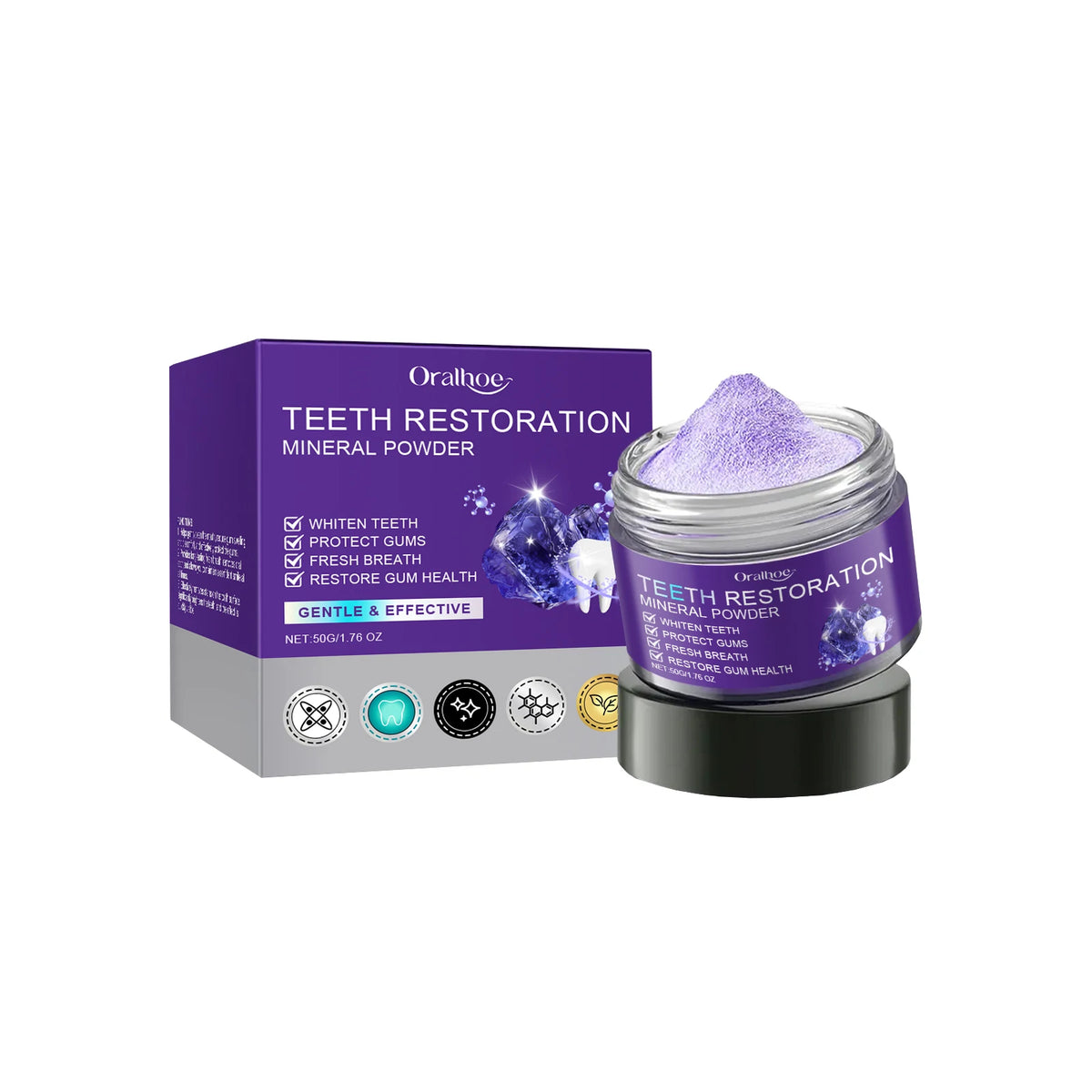 Purple Teeth Whitening Powder Toothpaste Brighten Yellow Teeth Remove