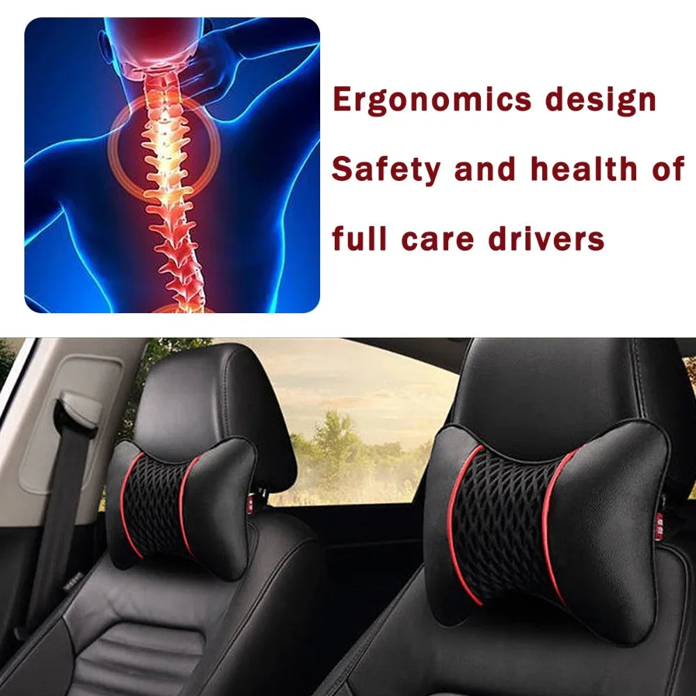 2PCS PU Leather Car Neck Pillows
