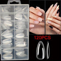 120/240 Pieces Long Soft Gel Nail Stickers, Transparent Full Coverage Almond-Shaped Press-On Nails, Acrylic Almond-Shaped Nail Stickers for Nail Salon Extension