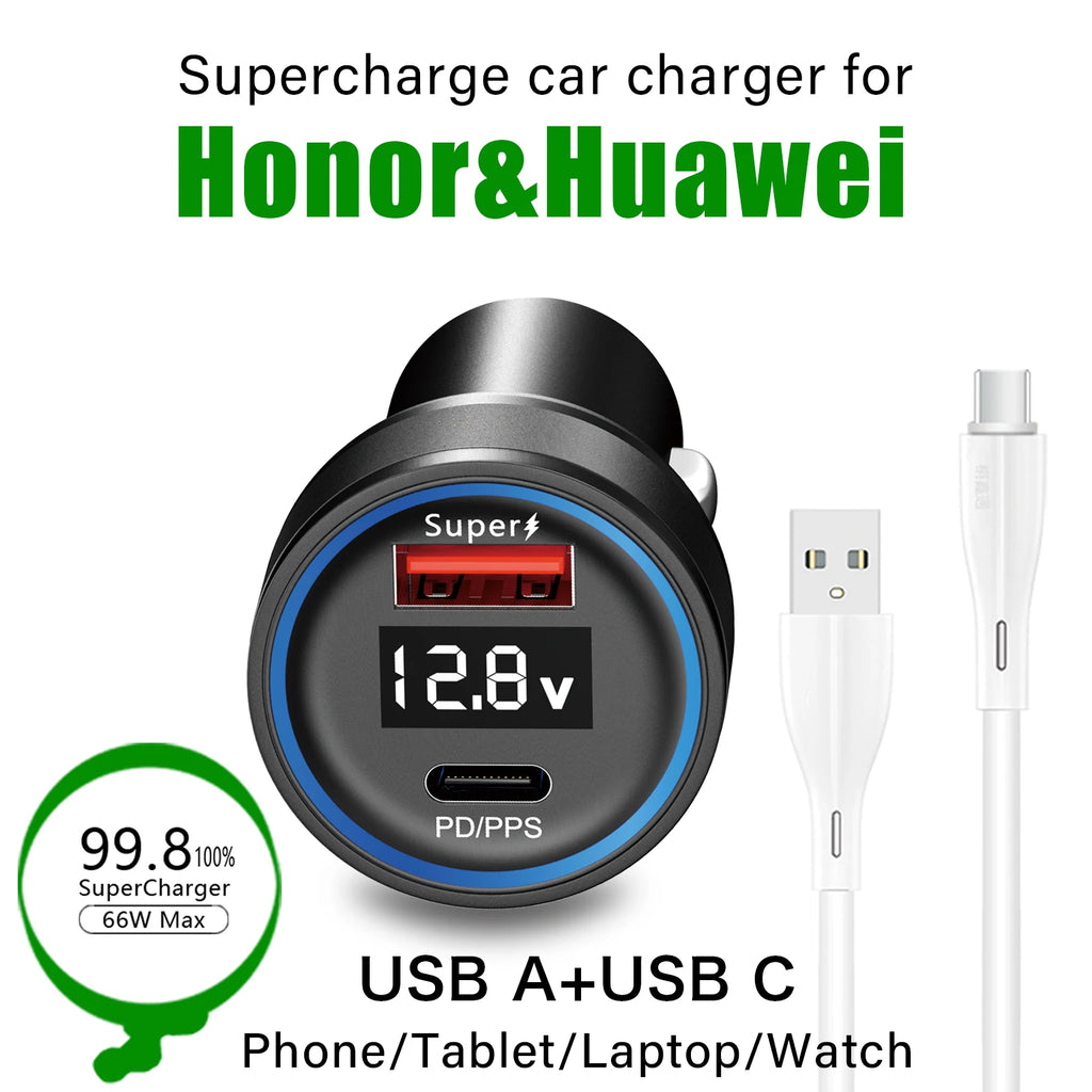 6A 66W car charger for Honor Magic V 5 3 7 6 400 200 90 70 50 X9d X7C cigarette lighter USB charger for Huawei car phone adapter