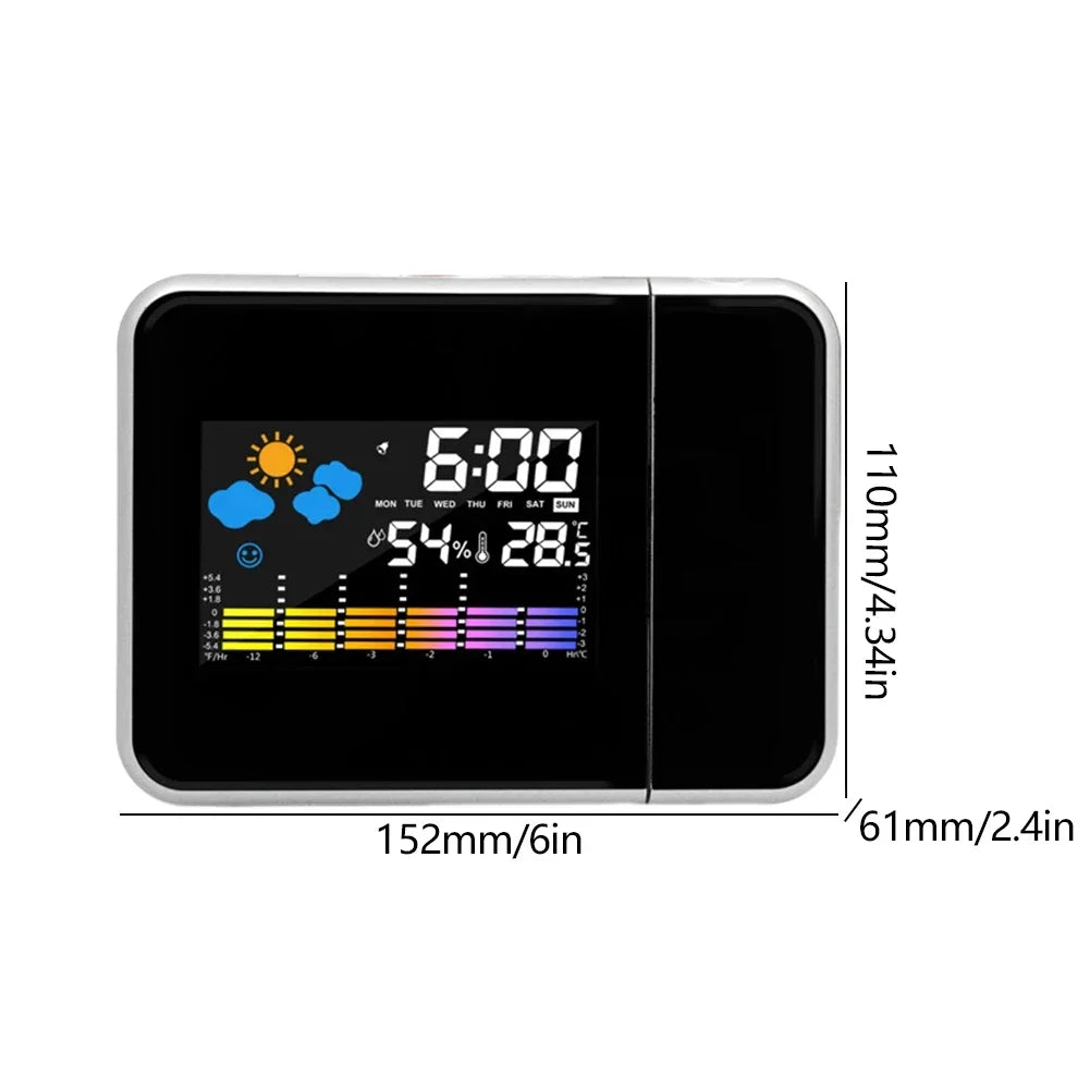 Digital Projection Electronic Clock Color Display Alarm