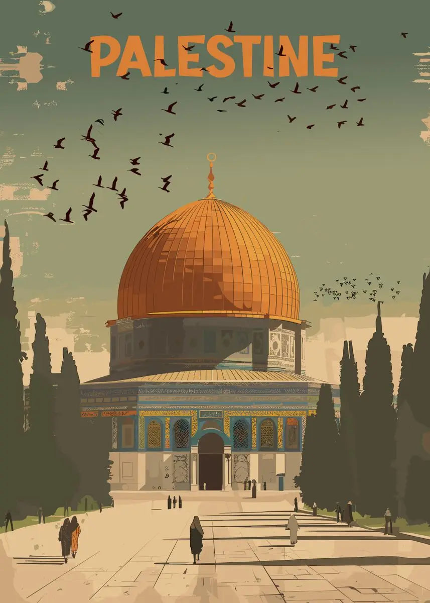 Jerusalem Palestine Travel Poster Religious Shrines Watercolor Prints Canvas Painting Wall Art Pictures Home Living Room Decor