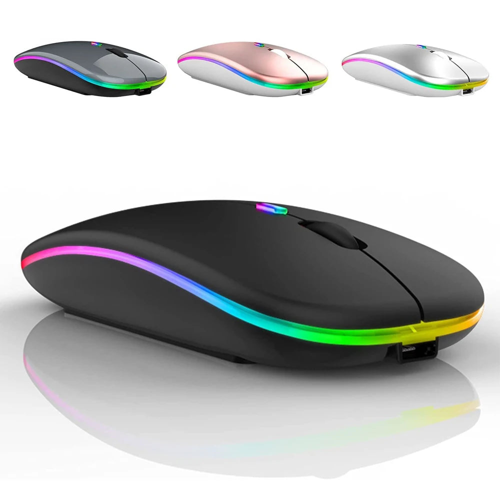 LED Wireless Mouse USB Rechargeable Bluetooth-compatible RGB
