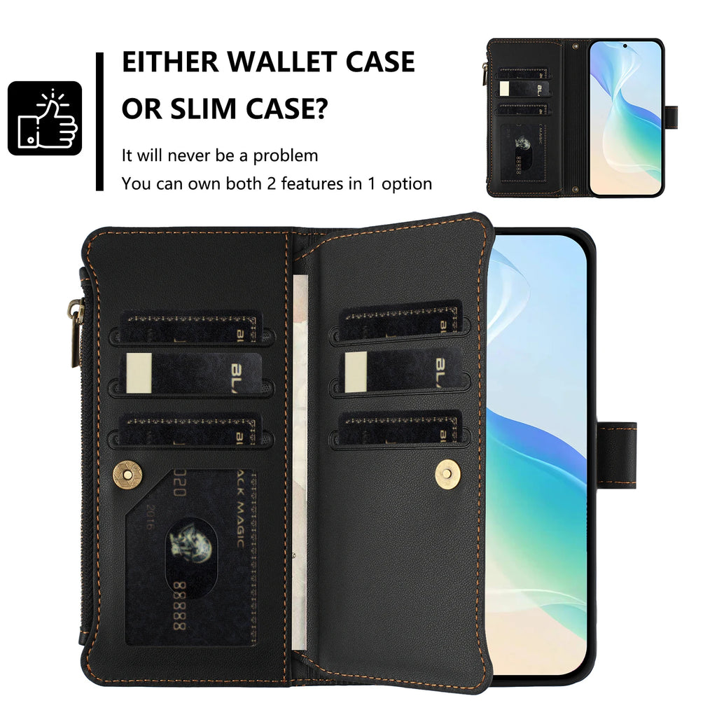 Zipper Wallet Phone Case For Honor X5B X6A X6B X7C X7D X8A X8C X9A X9C X9D