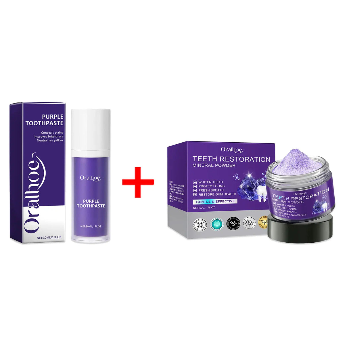 Purple Teeth Whitening Powder Toothpaste Brighten Yellow Teeth Remove