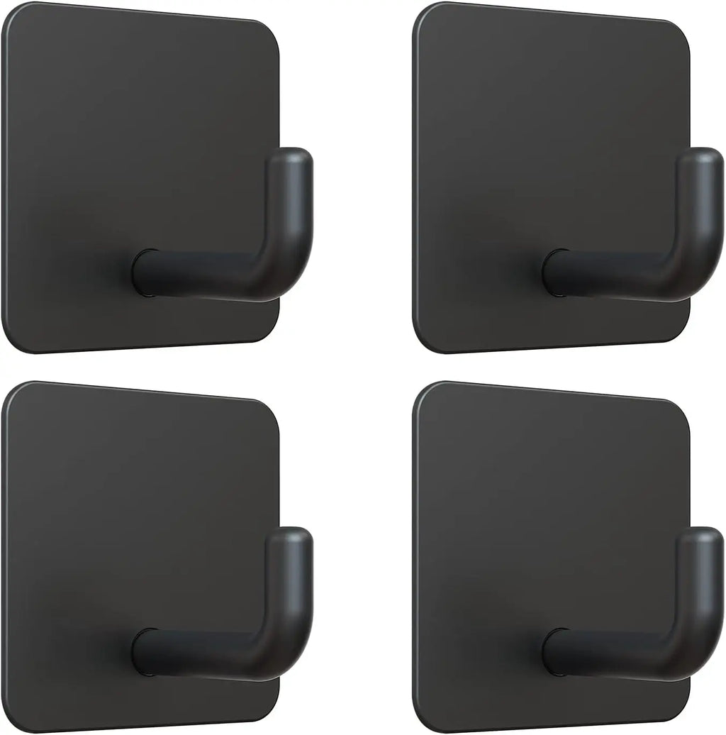 4Pcs No Drill Stainless Steel Self Adhesive Wall Hooks Heavy Duty Bathroom Kitchen Towel Storage Hanger