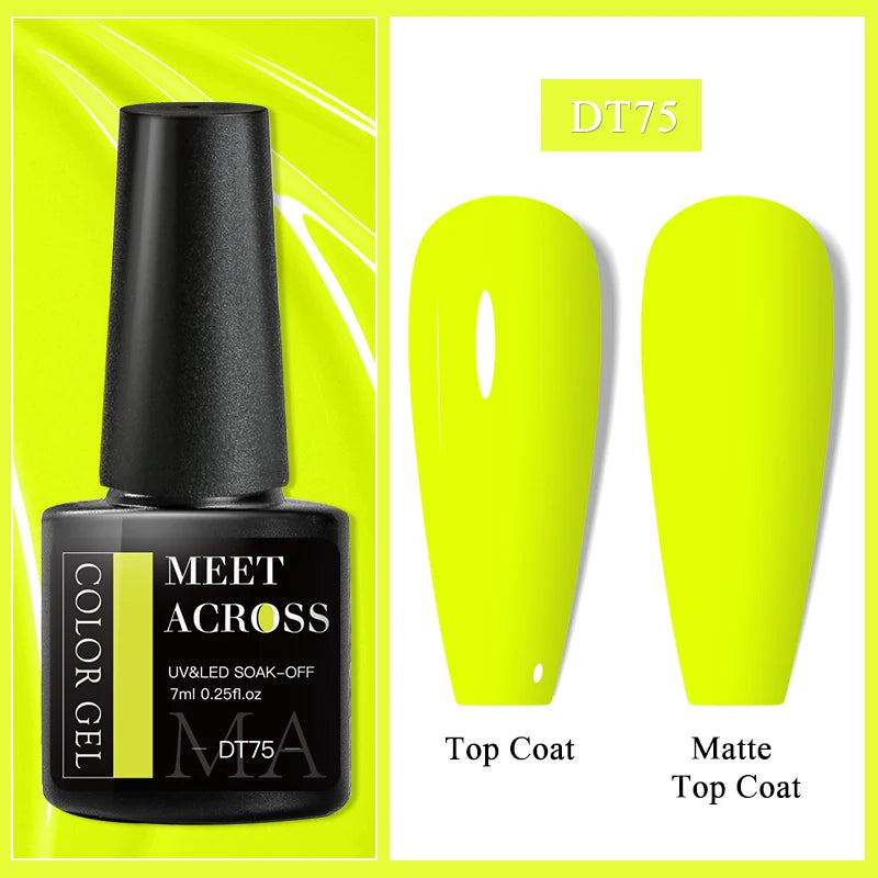 MEET ACROSS 7ml Purple Nail Gel Polish Semi Permanent Nail Art For Nails Decoration