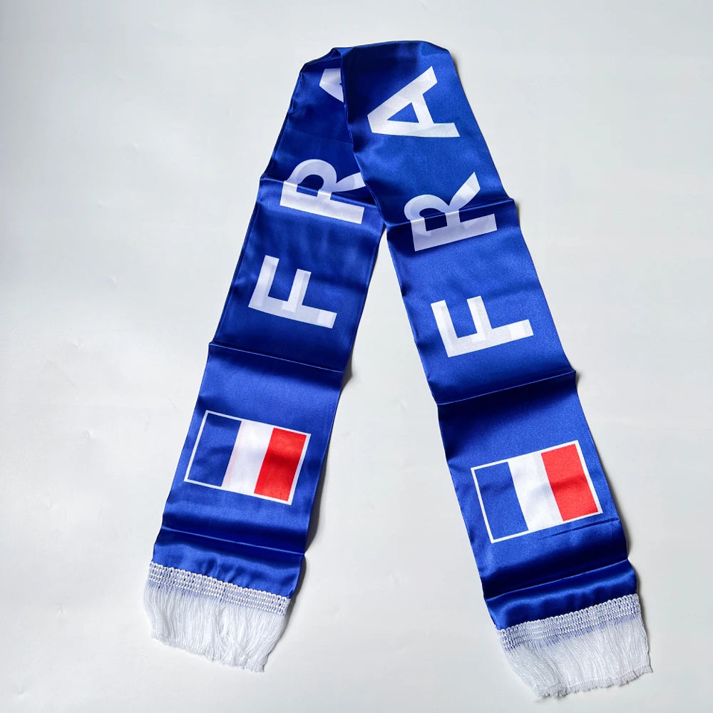 2026 USA MexicoNetherlands scarf flag  14x135cmDouble-sided Printed Satin Iraq  Haiti France scarf flag