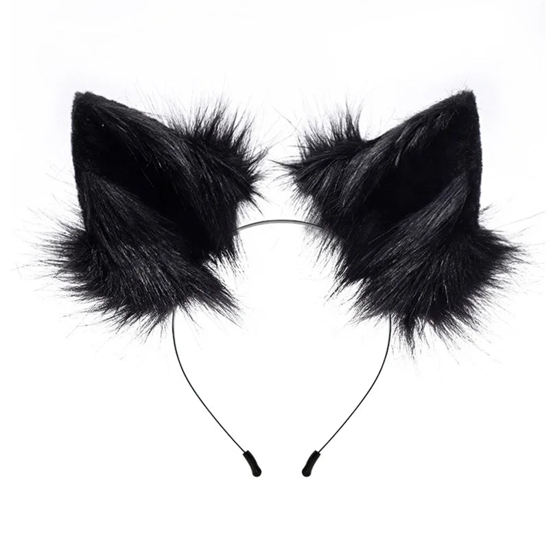 Furry Animal Cat Fox Ear Hair Hoops Adjustable Halloween