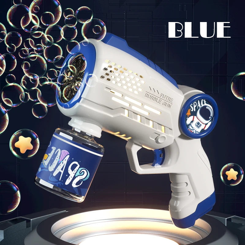 Automatic Bubbles Gun Astronaut Electric Soap Bubble Machine with Light Beach Outdoor Game Toys for Children Kids Birthday Gifts