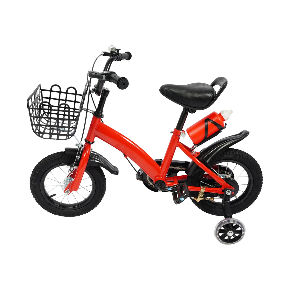 Kids Bike with Auxiliary Wheels & Basket & Water Bottle,Bearing 60kg.