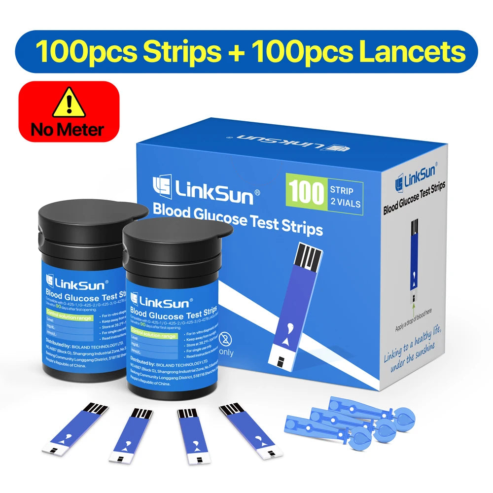 LinkSun Blood Glucose Meter G-425-3 Glucosemeter Kit 10/50/100pcs Strips No Code For Diabetes Tester Medical Blood Sugar Monitor
